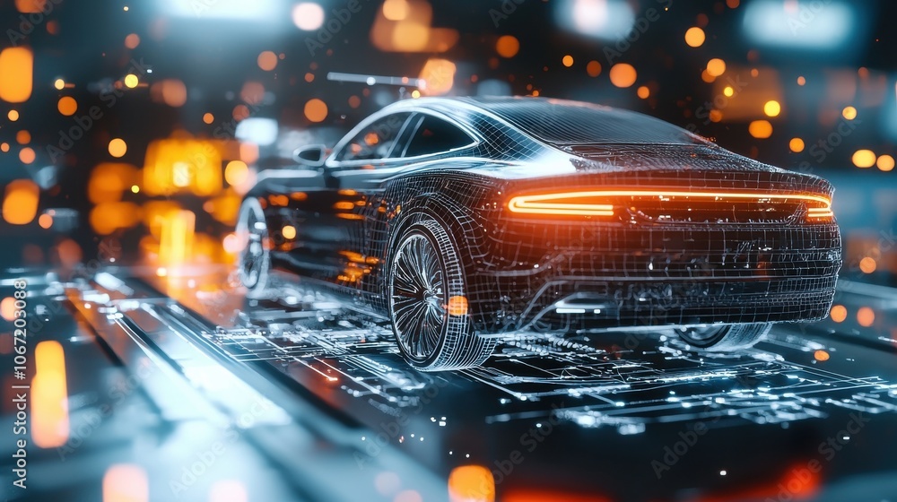 Poster futuristic ai operator with high-tech vehicle