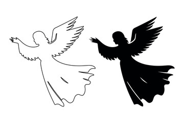 Christmas angel silhouettes - vector illustration