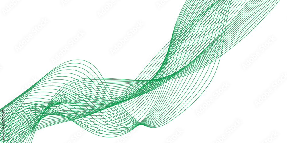Poster abstract vector background with green wavy lines. green wave background. design element for technolo