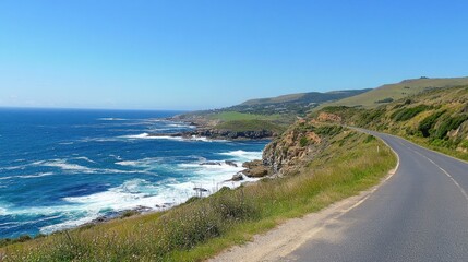 Coastal Road - Scenic coastal drive with ocean views and a road hugging the coastline, ideal for road trip vibes.