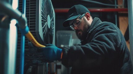 Engineers performing inspect HVAC system