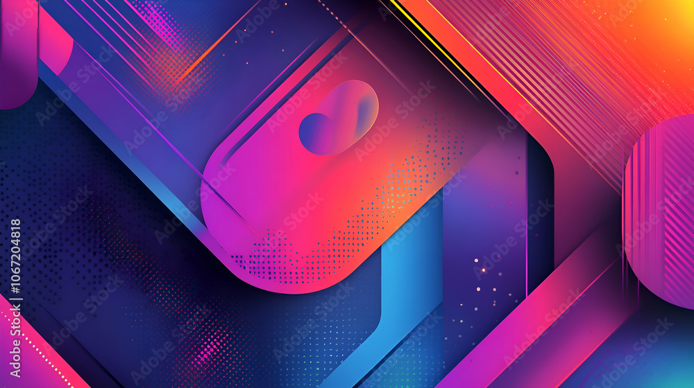 Poster abstract geometric background with vibrant colors and dynamic shapes.