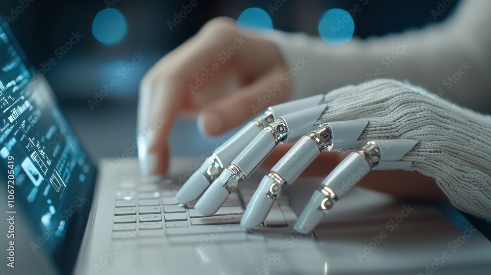 Poster futuristic ai writing assistant in modern studio setting
