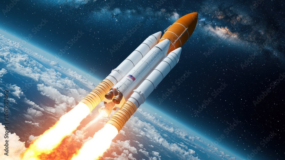 Aufkleber unique streamlined rocket design in outer space