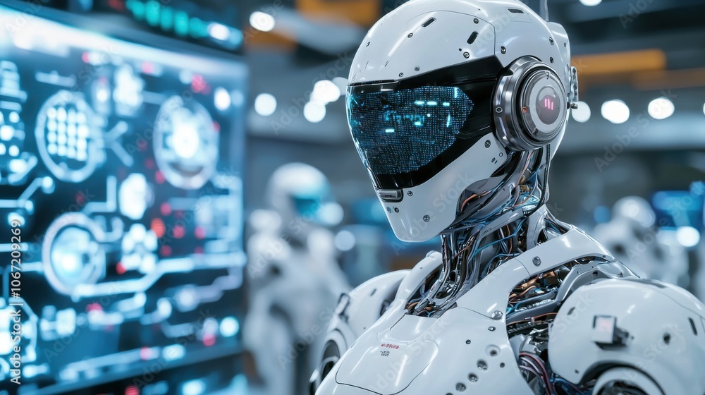 Aufkleber robotic engineer in high-tech factory environment