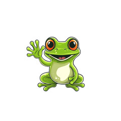 Cute Green Frog Waving