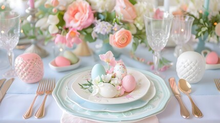 Elegant Floral Table Setting for Upscale Dining or Special Occasion