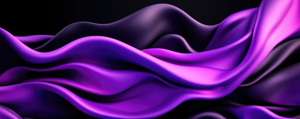 Fototapeta premium Deep Purple Flowing Gradient, a mesmerizing backdrop of rich black blending into deep purple, enhanced by flowing textures and shimmering particles.