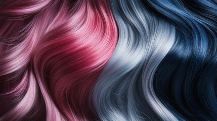 Dynamic and trendy wavy hair with bold color extensions; perfect for advertising unique hair care and styling concepts