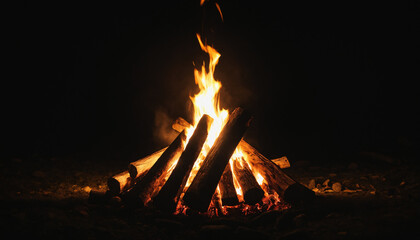campfire,  perfect lighting, spot light with dark background