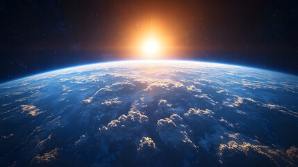 Fototapeta premium A Whimsical Cartoon Depiction of Earth as Observed from Outer Space with Swirling Clouds Above