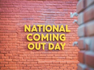 Colorful Brick Wall with National Coming Out Day Text.