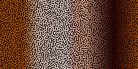 Abstract Reaction-diffusion Turing pattern natural texture red and bluck gradient color scheme. Linear design with biological algorithm psychedelic background. Reaction-diffusion or truing patter