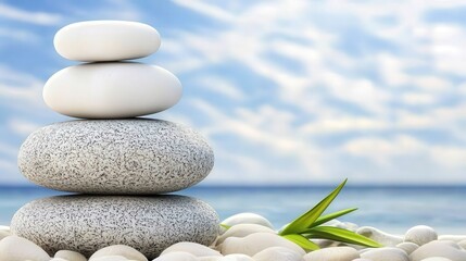 Fototapeta premium Create a serene environment by stacking natural stones for calmness and balance