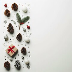 Obraz premium WHITE Christmas Border | Winter Frame | Festive Frame | Snowy Scene | Christmas Decor