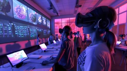 Futuristic Control Room with Interactive Digital Dashboards and High-Tech Displays