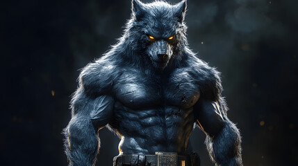 Intense Hyperrealistic Werewolf Character in Modern Comic Book Style, Exuding Strength and Fearlessness