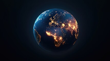 Earth at Night with Illuminated City Lights