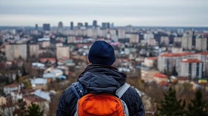Person Overlooking Cityscape from Elevated Viewpoint