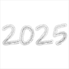 Chinese 2025 Contour White and Black New Year Numeric. Zodiac Asia Silhouette Snake