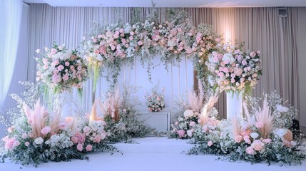 Fototapeta premium Flower Decoration - Beautiful floral arrangement with pastel colors, giving an enchanting look.