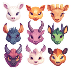 Fototapeta premium Cute Animal Faces