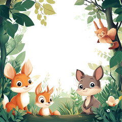 Fototapeta premium Cute Animals in a Forest