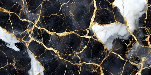 Black and white marble background with golden veins interior elegant luxury.