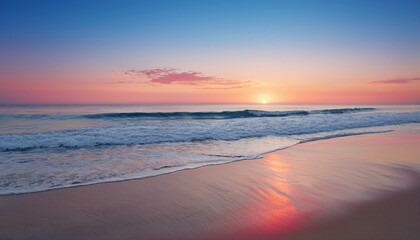 Obraz premium Waves on the beach at red sunset