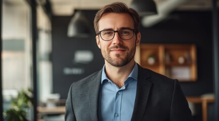 Fototapeta premium Portrait of Technology and Innovation Director at Global German Company