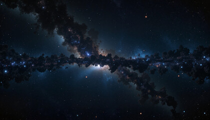 Fototapeta premium Starry night sky with Milky Way galaxy reflection