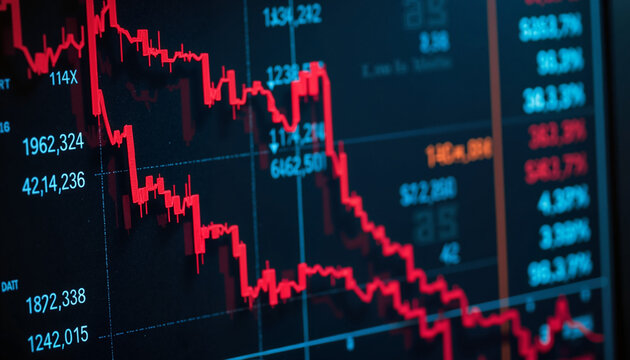 Stock market crash graph with red downward trend