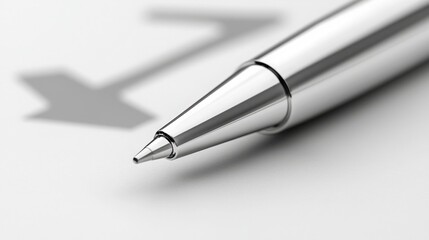 Fototapeta premium Sleek metal pen mockup with minimalist design, elegantly showcased against a clean white background.