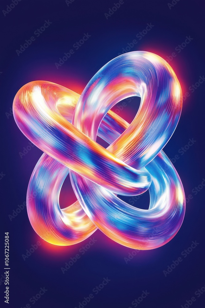 Aufkleber vibrant abstract design featuring intertwined glowing strands in a colorful swirl, representing crea