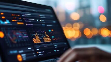 Fototapeta premium Digital dashboard showing multimodal logistics data, connected network