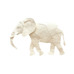 Origami elephant, white isolated background