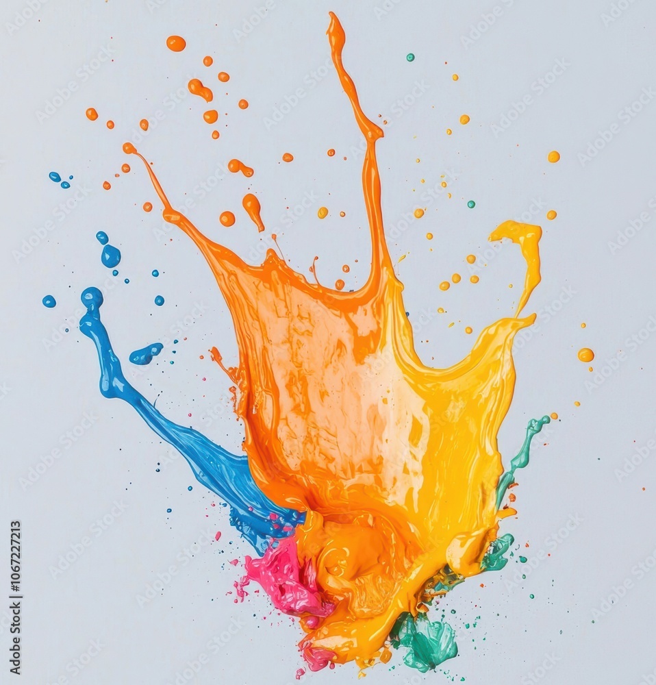 Aufkleber vibrant paint splash in various colors against a light background, creating an artistic and dynamic 