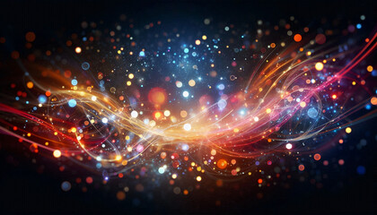 Naklejka premium Colorful light flows in a dark space, symbolizing energy and dynamics