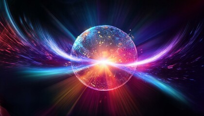 Colorful waves radiating from a glowing sphere Innovative ideas