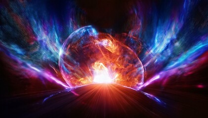 Colorful waves radiating from a glowing sphere Innovative ideas