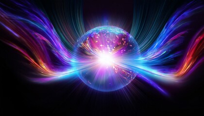 Colorful waves radiating from a glowing sphere Innovative ideas