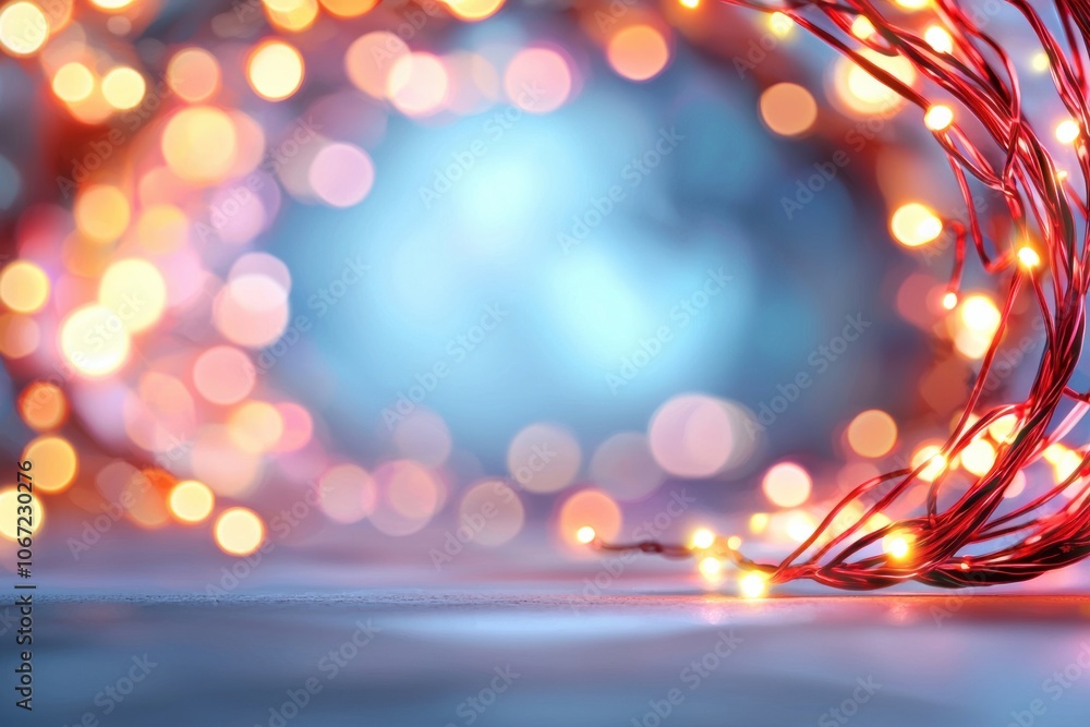 Poster a mesmerizing display of warm bokeh lights intertwined with delicate wires, creating a magical and i