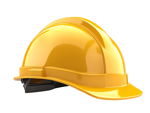 a yellow hard hat on a white background