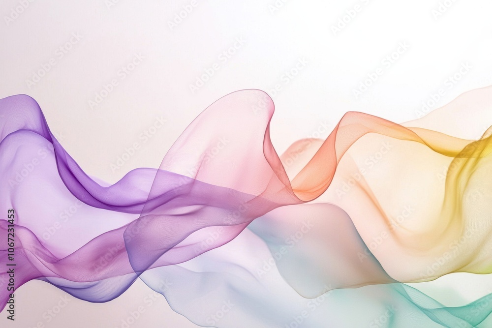 Poster colorful, flowing waves of translucent fabric create a dynamic and artistic background, perfect for 