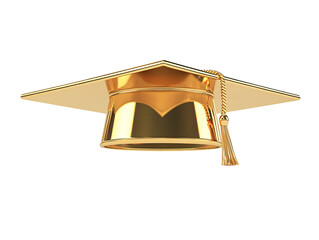 a gold graduation cap with tassel