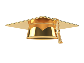 a gold graduation cap with tassel