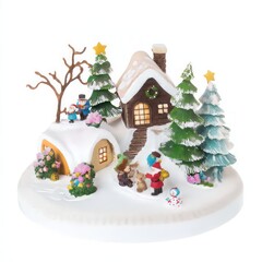 Miniature winter village scene