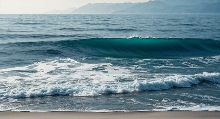 Fototapeta premium Ocean waves background for freshness relaxation and coastal elegance