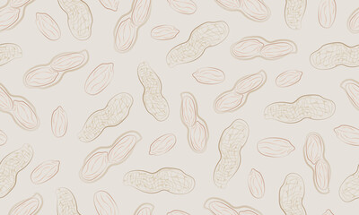 Contour pattern with a stylized peanut on a light brown background