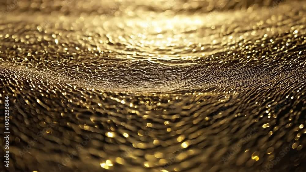 Poster golden waves shimmer on surface, creating mesmerizing pattern of light and texture, while reflection